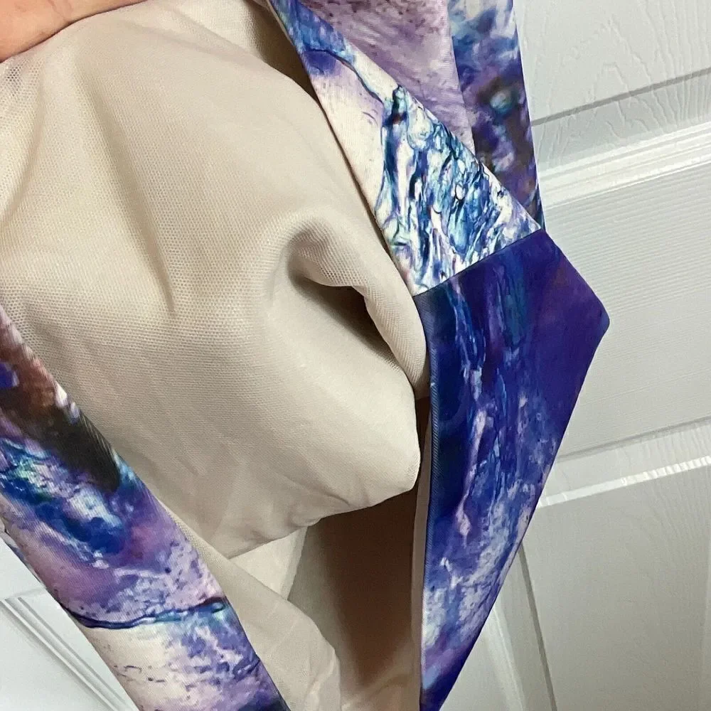 Gabriela Cadena Marbled Over Womens Dress Size 4 Cocktail Designer Cap Sleeve T1 - Picture 11 of 12